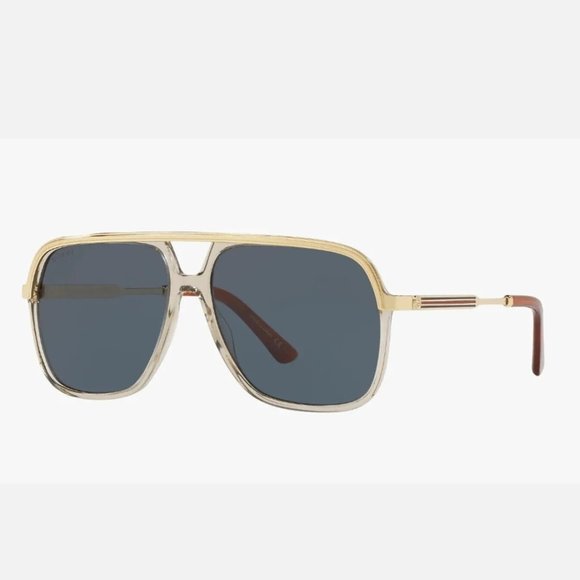 NEW GUCCI GG0200S 004 UNISEX AVIATOR FRAME SUNGLASSES SILVER GUCCI - Picture 1 of 7